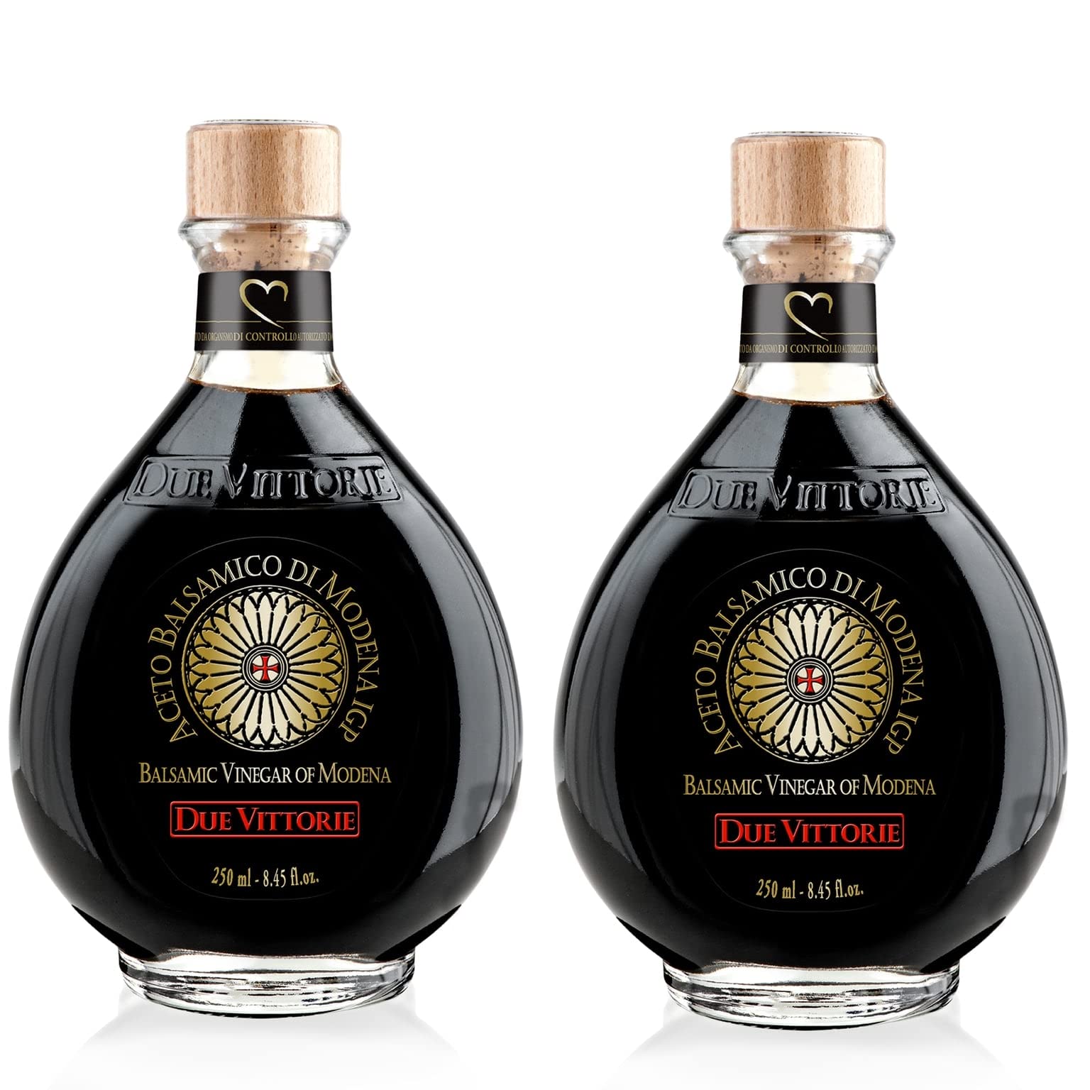 Due Vittorie Balsamic Vinegar of Modena IGP, Barrel Aged, All-Natural, 8.45 Fl Oz (Pack of 2)