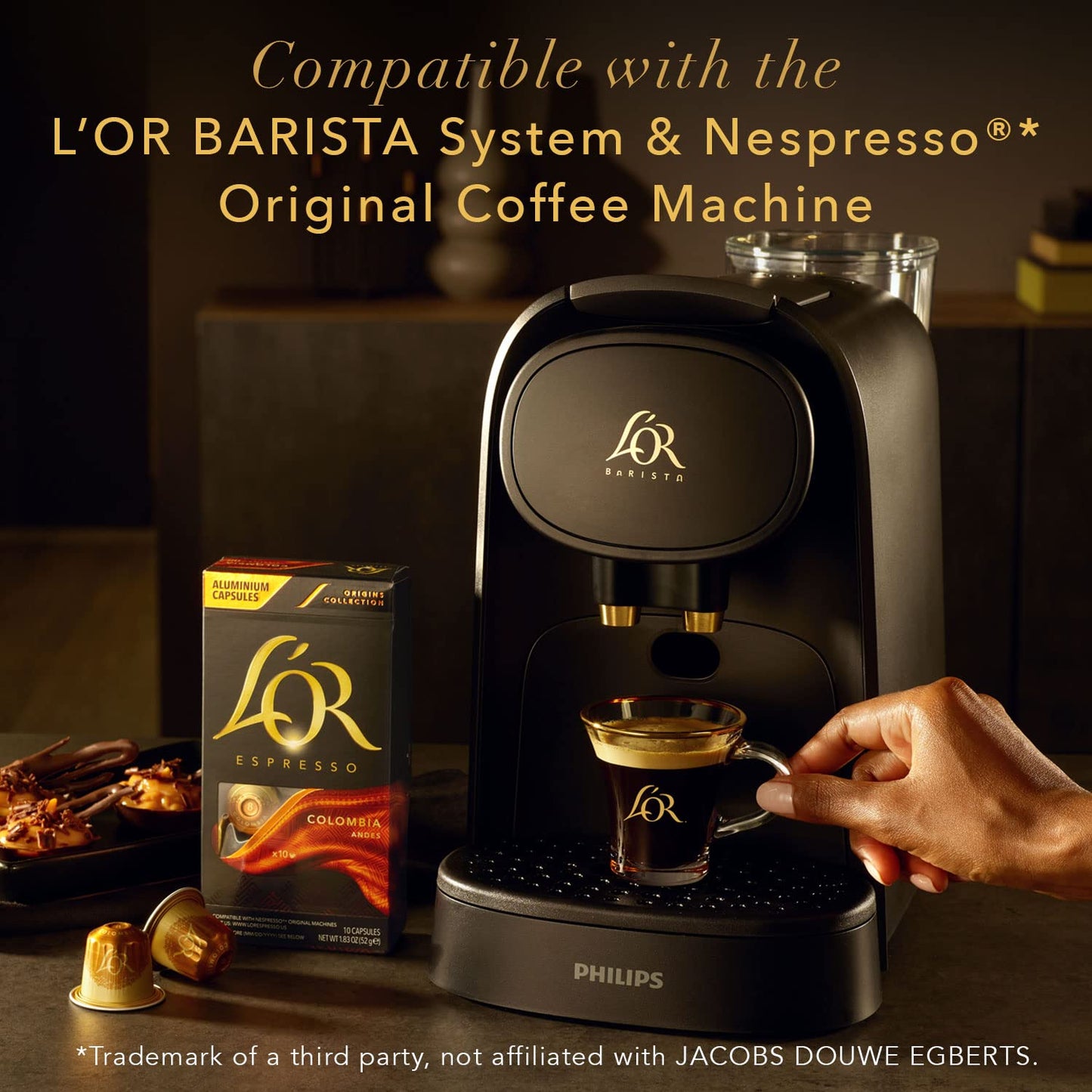 LOR Espresso compact pieces, 50 Count Colombia, Compatible with LOR BARISTA & Nespresso Original Machines, Aluminum Coffee compact pieces