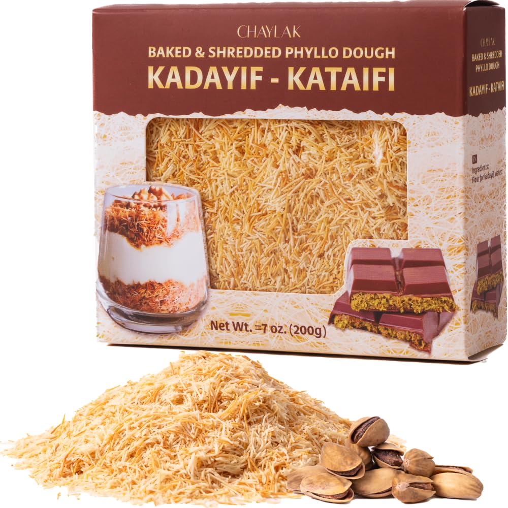 Baked & Shredded Kataifi Pastry 7 oz (200g) - Ready to Use Crushed Kadaifi, Roasted Shredded Phyllo Dough for Dubai Chocolate, K