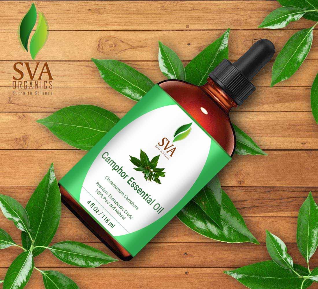Sva Organics Camphor Essential Oil (118 Ml)- 100% Pure And Natural Therapeutic Grade Essential Oil | Perfect For Aromatherapy, R