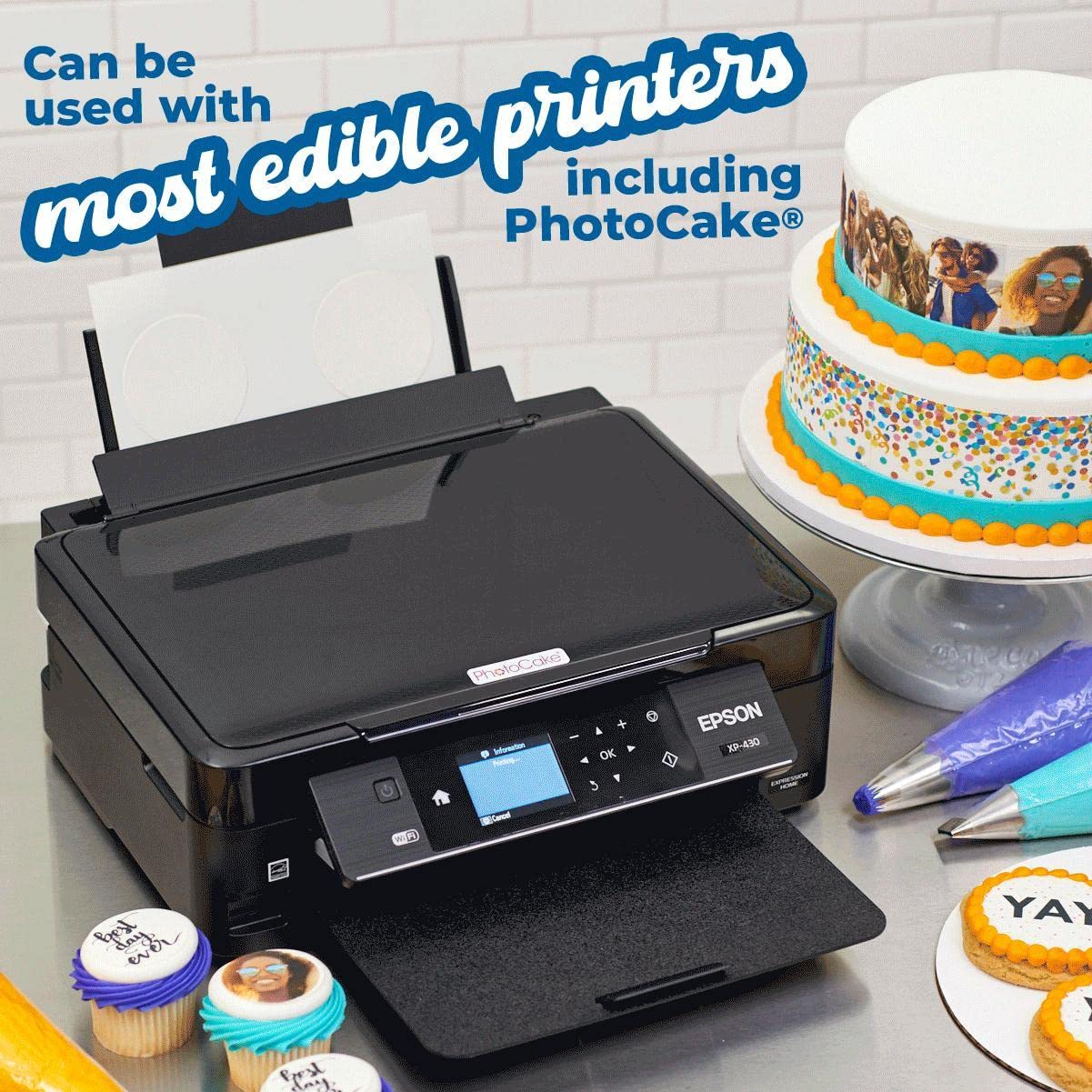 DecoPac PhotoCake® Pre-Cut 3 Circles, A4 Frosting Sheets, Paper, Model 13058, Pack of 144