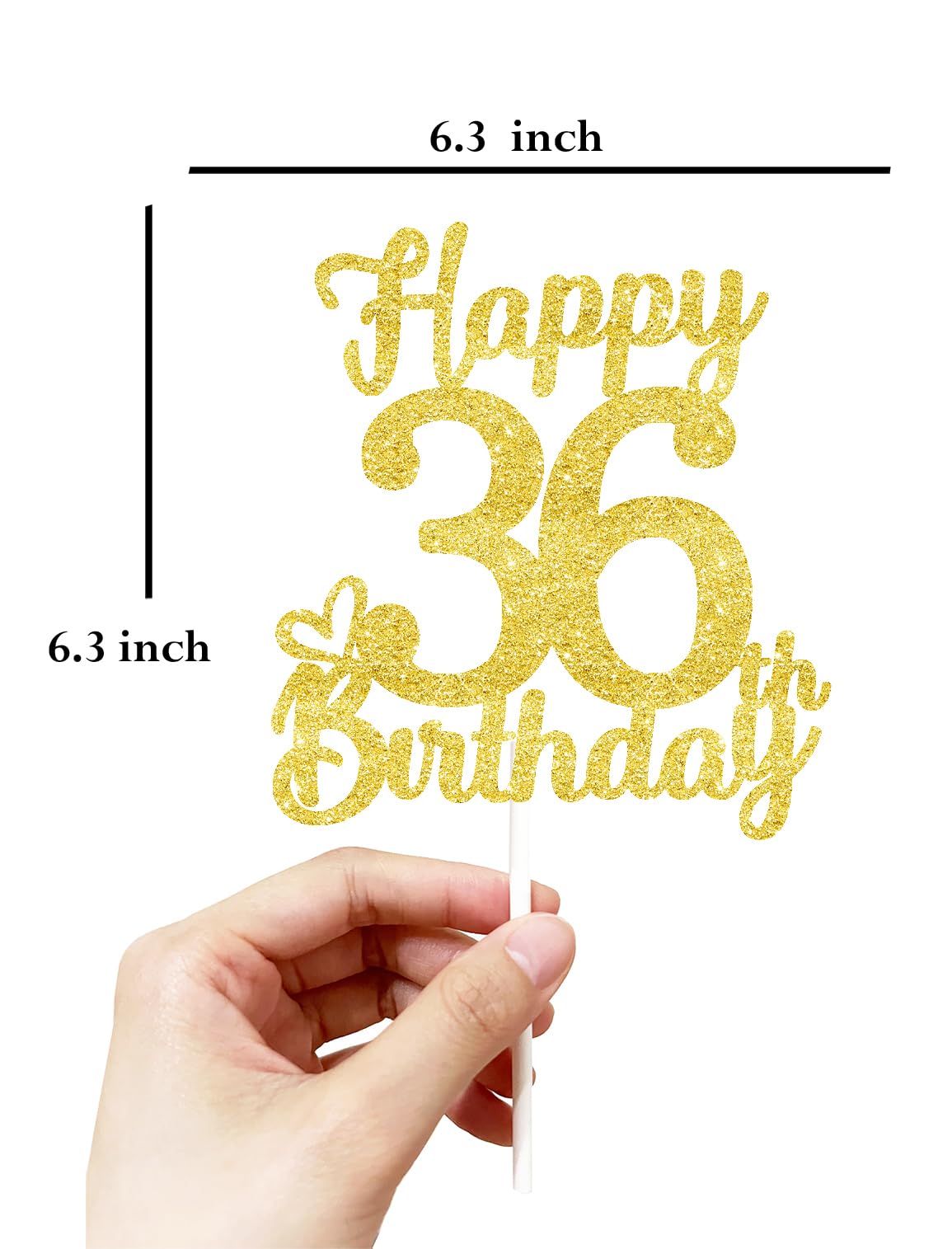 36 Birthday Cake Toppers-Gold Glitter, 36Th Cake Topper For Men,36 Cake Topper For Women, 36Th Birthday Decorations,36Th Birthda