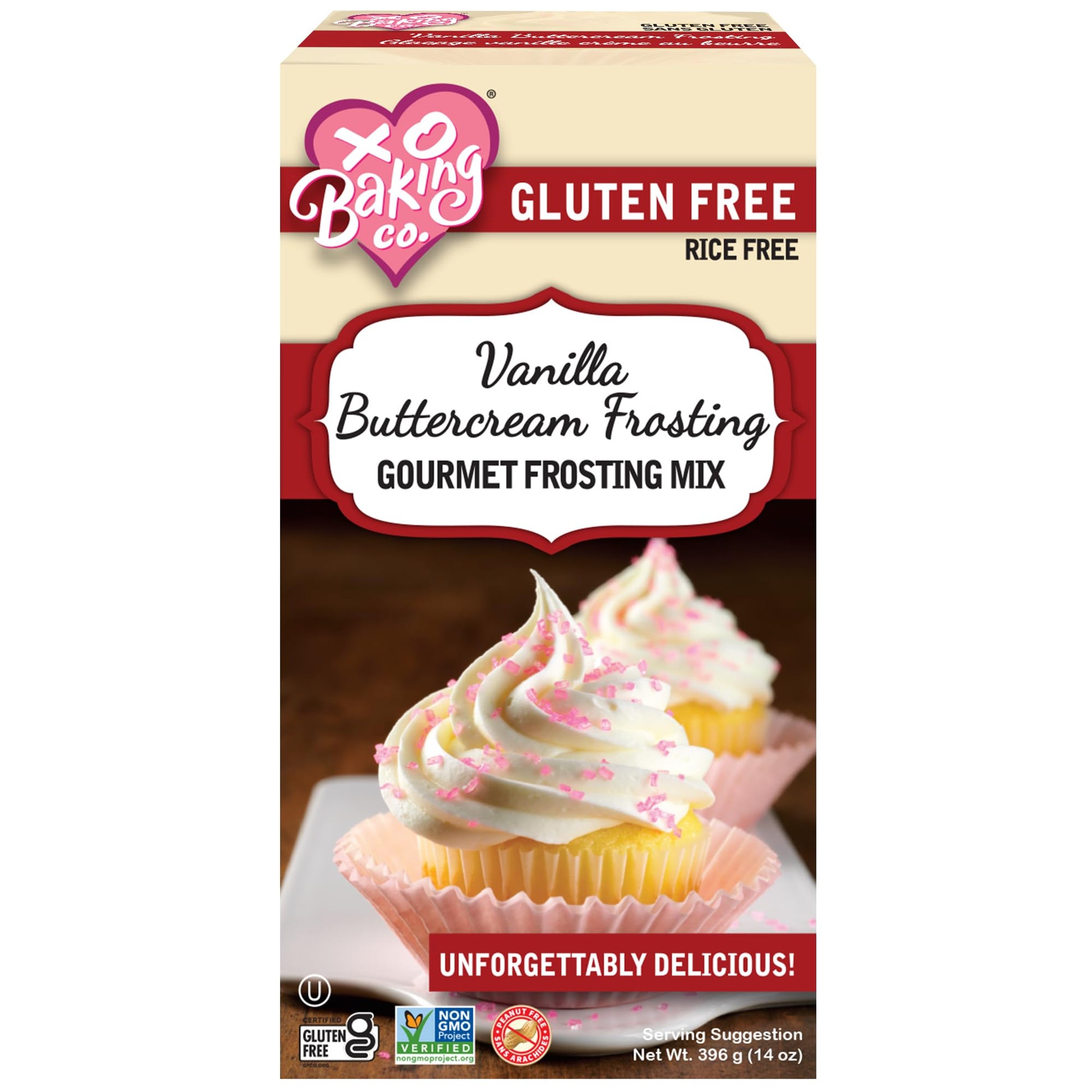 XO Baking Co. Gluten Free Vanilla Buttercream Frosting Mix, Non-GMO, Kosher, 14oz