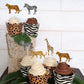 Sursurprise Cake Topper Set, Jungle Animals, Happy 3rd Birthday Decor, 25 Pack, Paper, Model DPA-0830, Color 3rd