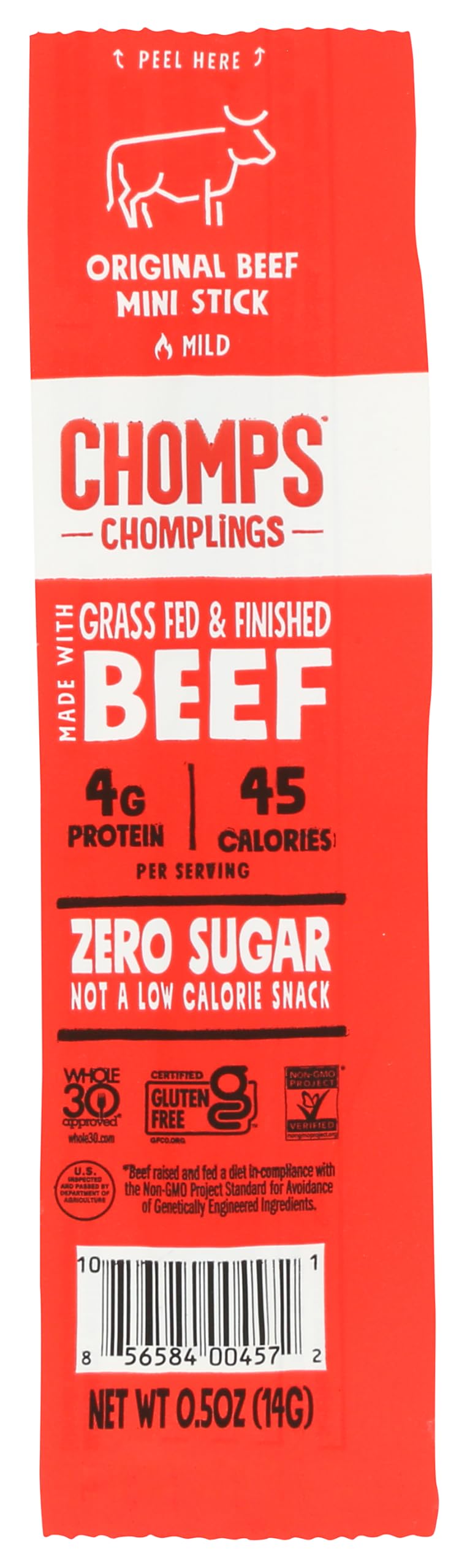 Chomps Chomplings Original Beef Mini Snack Sticks, Gluten-Free, 0.5oz, 4g Protein, Non-GMO