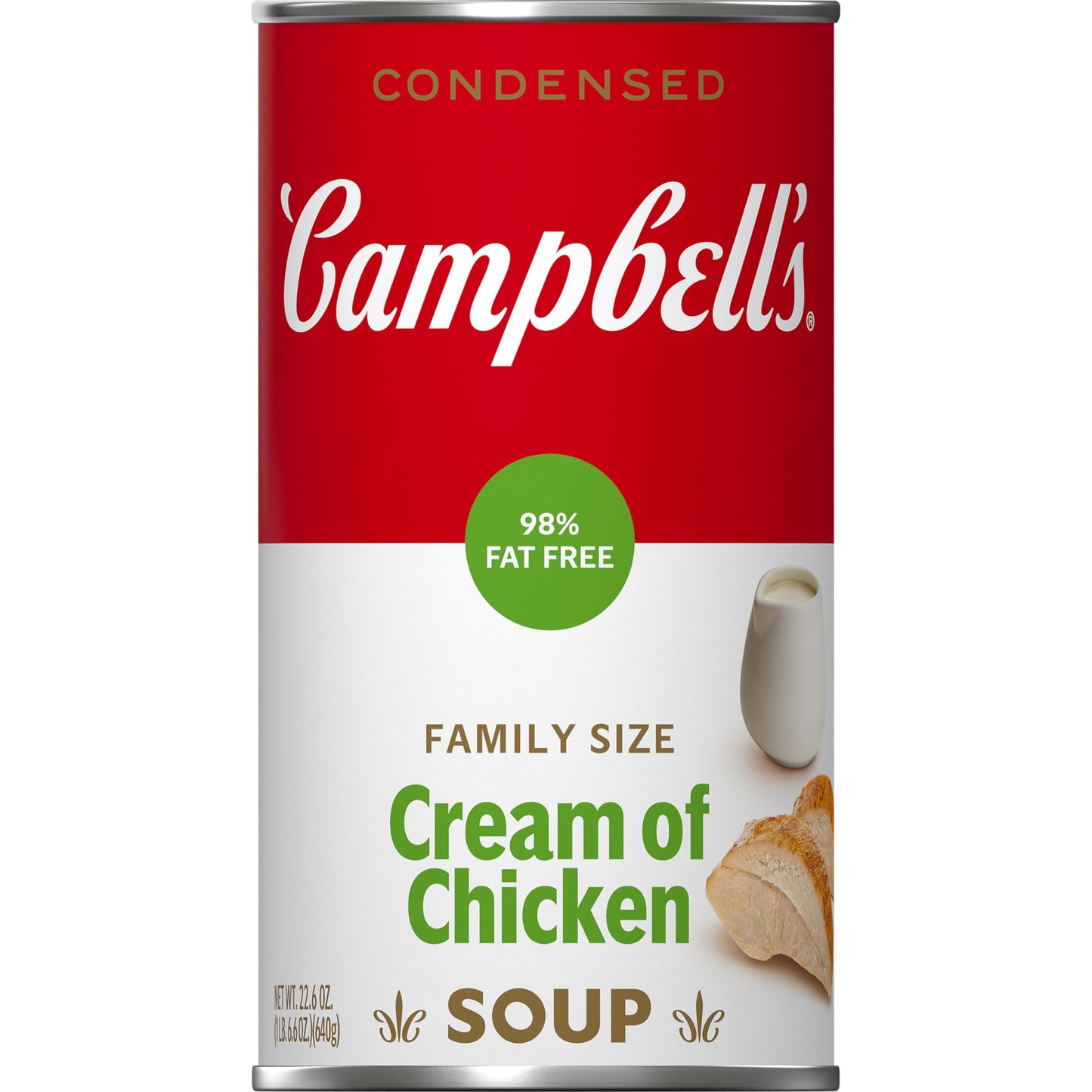 Campbells Condensed Cream of Chicken Soup, 98% Fat Free, 22.6 oz Family Size Can