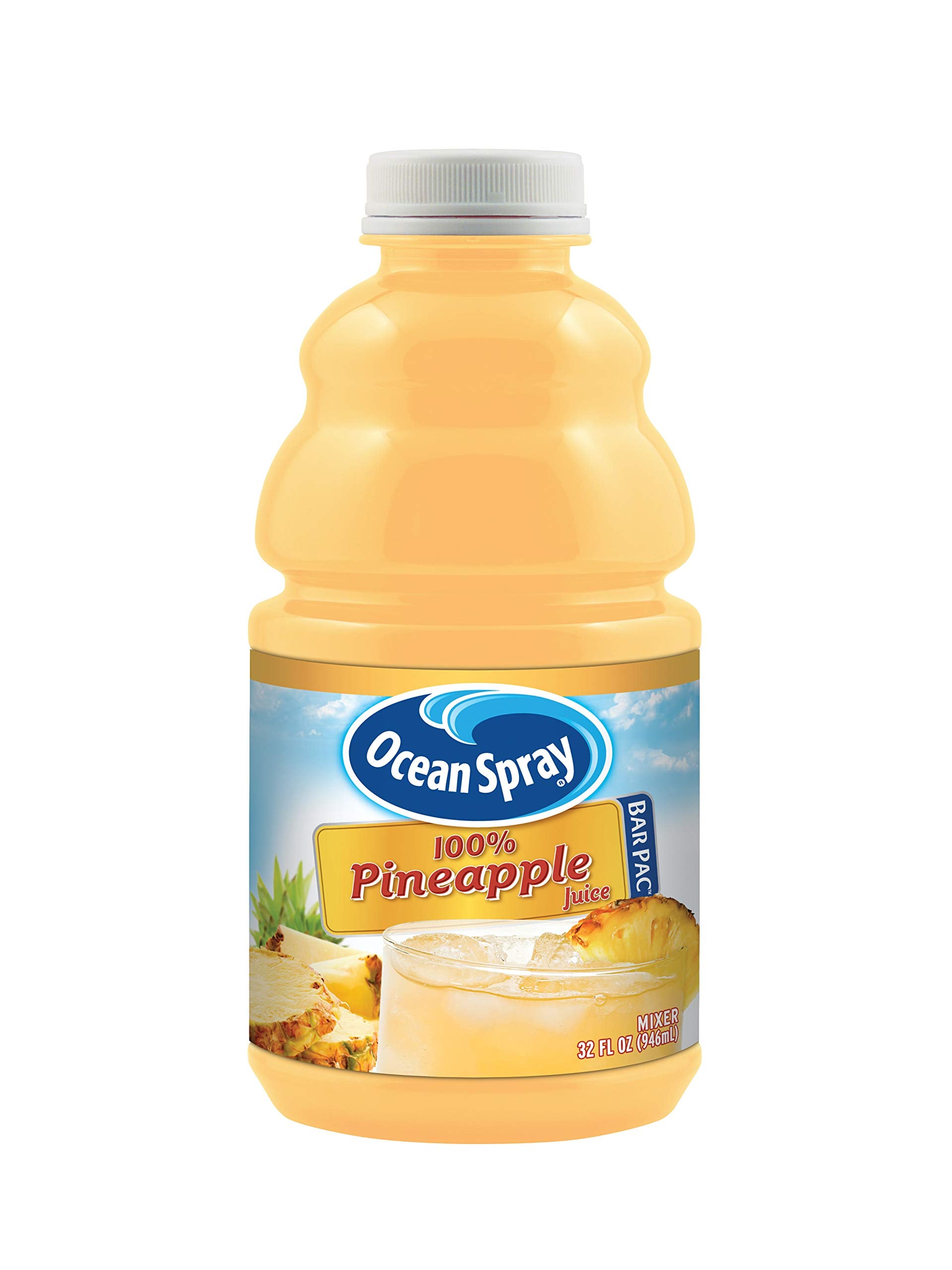 Ocean Spray BarPac Mixer Bottle, 100% Pineapple, 32 Ounce (Pack of 12)