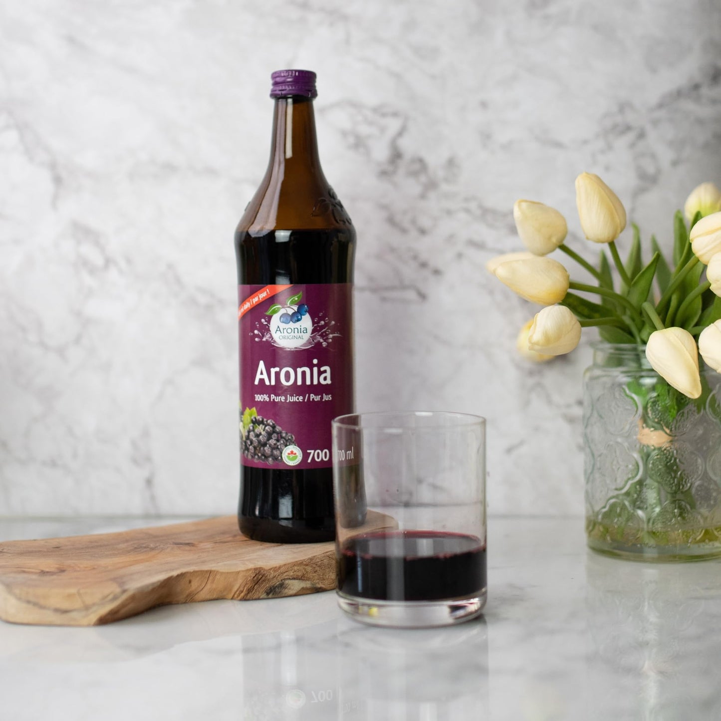 Aronia ORIGINAL Organic Aronia Berry Juice 23.7 Fl Oz (700 ml) | No Added Sugar, Not From Concentrate, 100% Pure Aronia Fruit |