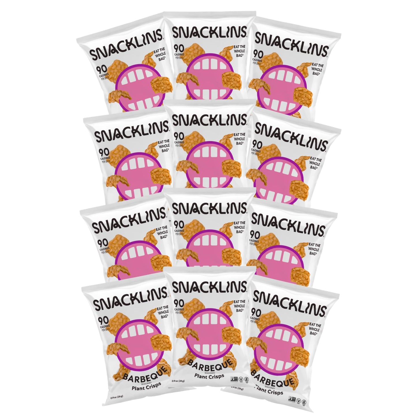 Snacklins Plant Based Crisps Barbeque - Only 90 Calories Per Bag, Gluten Free, Grain Free, 100% Kosher For Passover, Vegan Healt