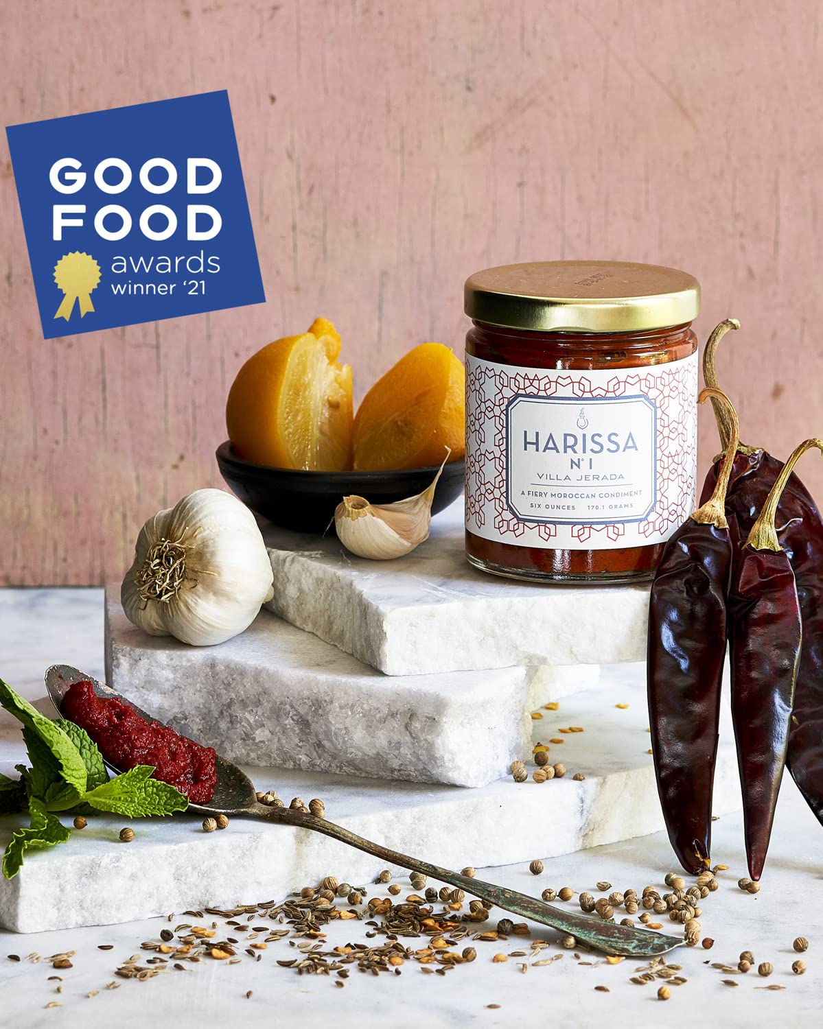 Villa Jerada, Harissa No. 1, 6 Oz, Fiery Moroccan Hot Sauce With Preserved Lemon, The Perfect Amount Of Savory, Tang, And Spice To Any Meal, Harissa - 1 Jar
