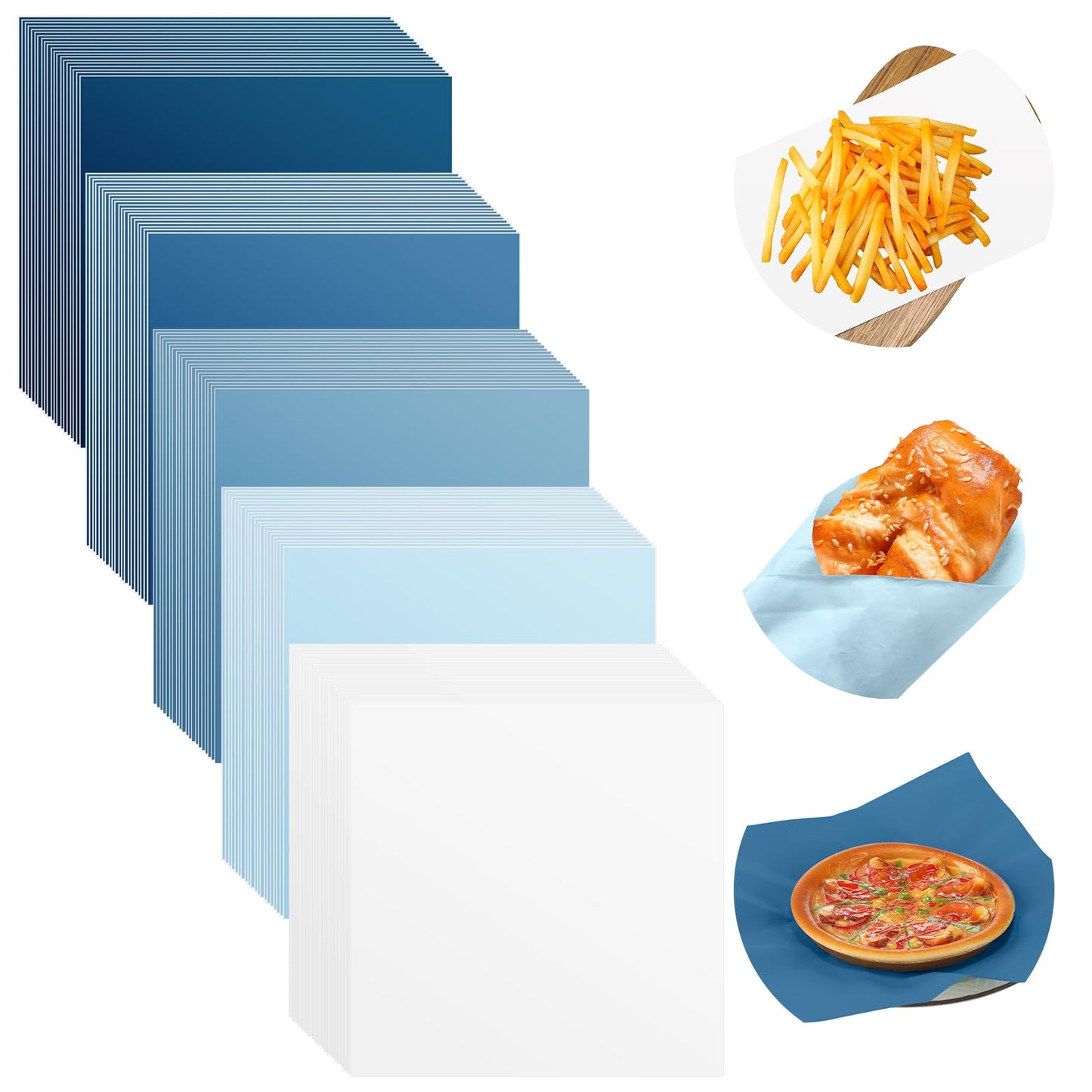 Havawish 400 Pack Wax Paper Sheets, 12x12 Inch, Greaseproof Deli Paper, Waterproof Food Basket Liners, Blue Series