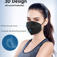 Huheta 50 Packs Kn95 Face Mask, 5-Layer Face Mask Filter Efficiency=95% (Black)