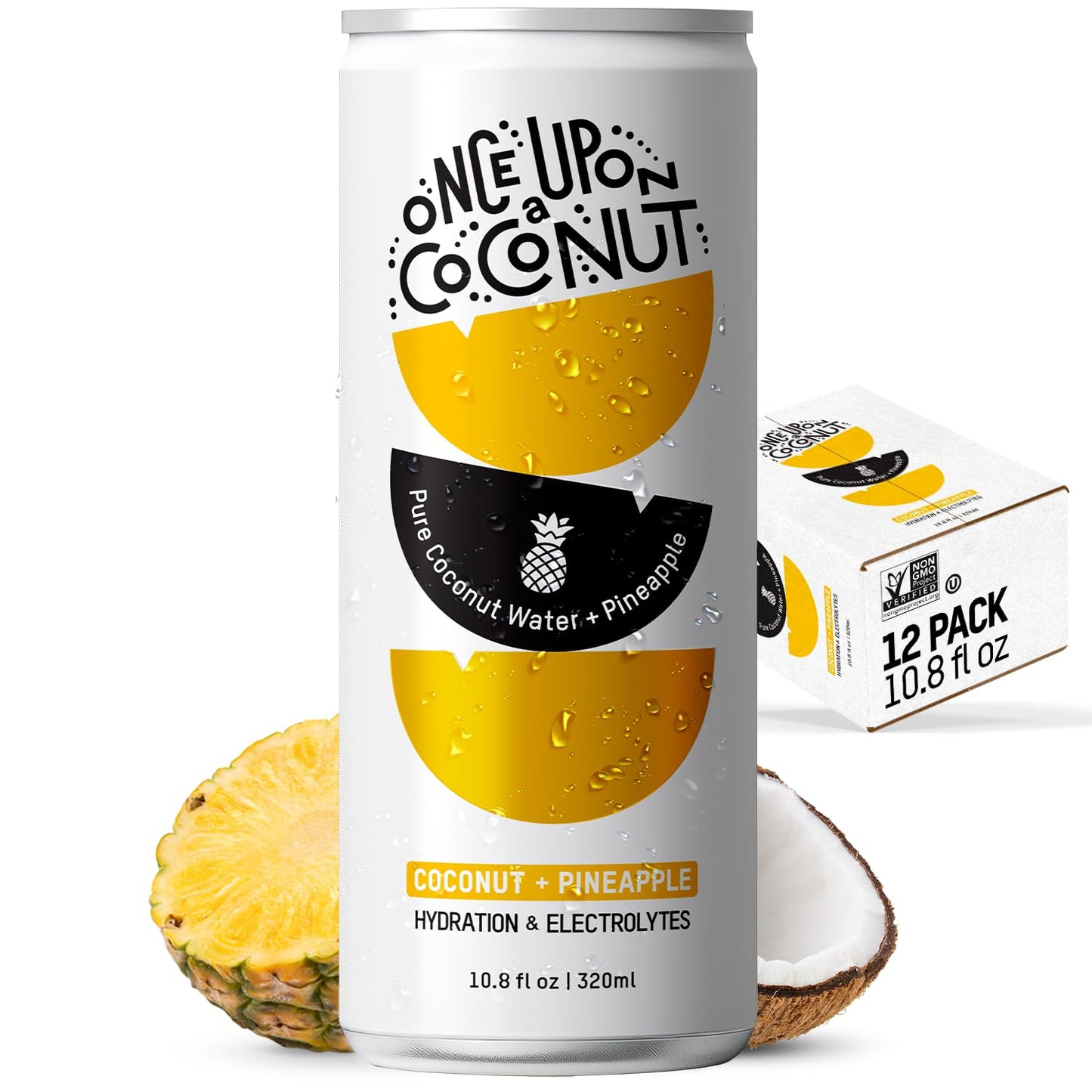 Once Upon A Coconut Pineapple Coconut Water - Natural Hydrating Low Calorie Drink With Electrolytes - No Added Sugar Or Sweetene