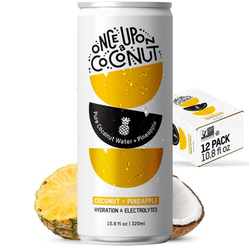 Once Upon A Coconut Pineapple Coconut Water - Natural Hydrating Low Calorie Drink With Electrolytes - No Added Sugar Or Sweetene