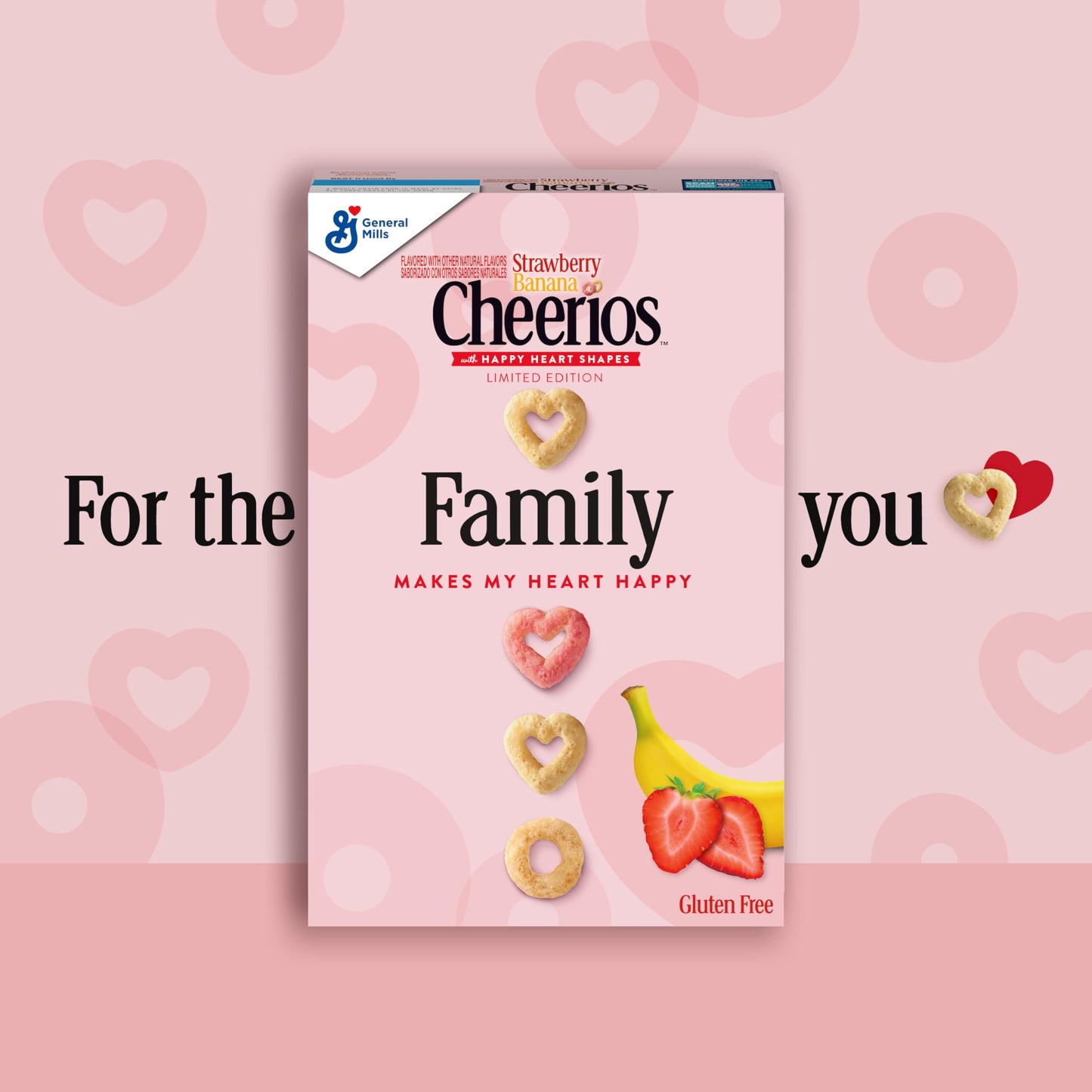 Strawberry Banana Cheerios Cereal  Limited Edition Happy Heart Shapes  Heart Healthy Cereal With Whole Grain Oats  Family Size  19 oz