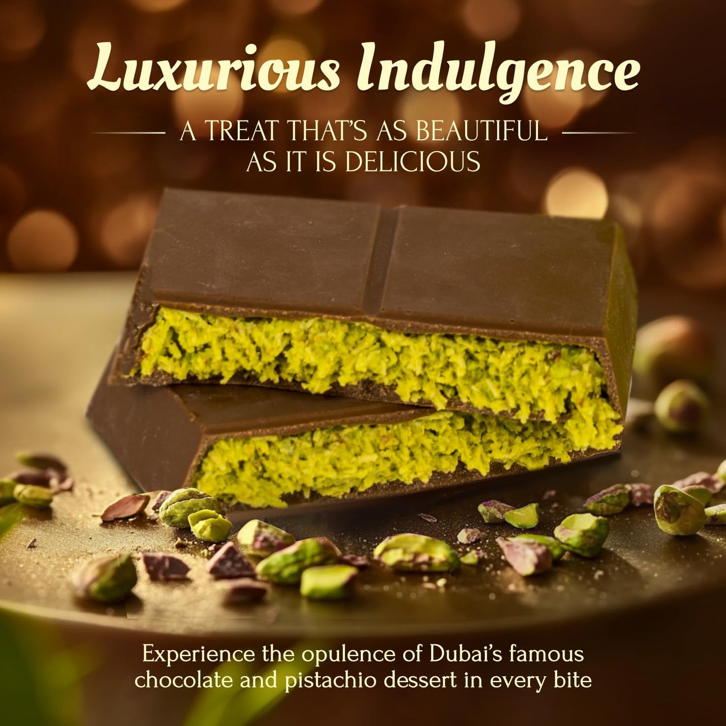 Dubai Chocolate Bar with Pistachio - 3.5 oz - Handmade Viral Dubai Chocolate - Crispy Shredded knafeh with Rich Chocolates  Ready to Eat  Perfect for Christmas (Pack of 1)