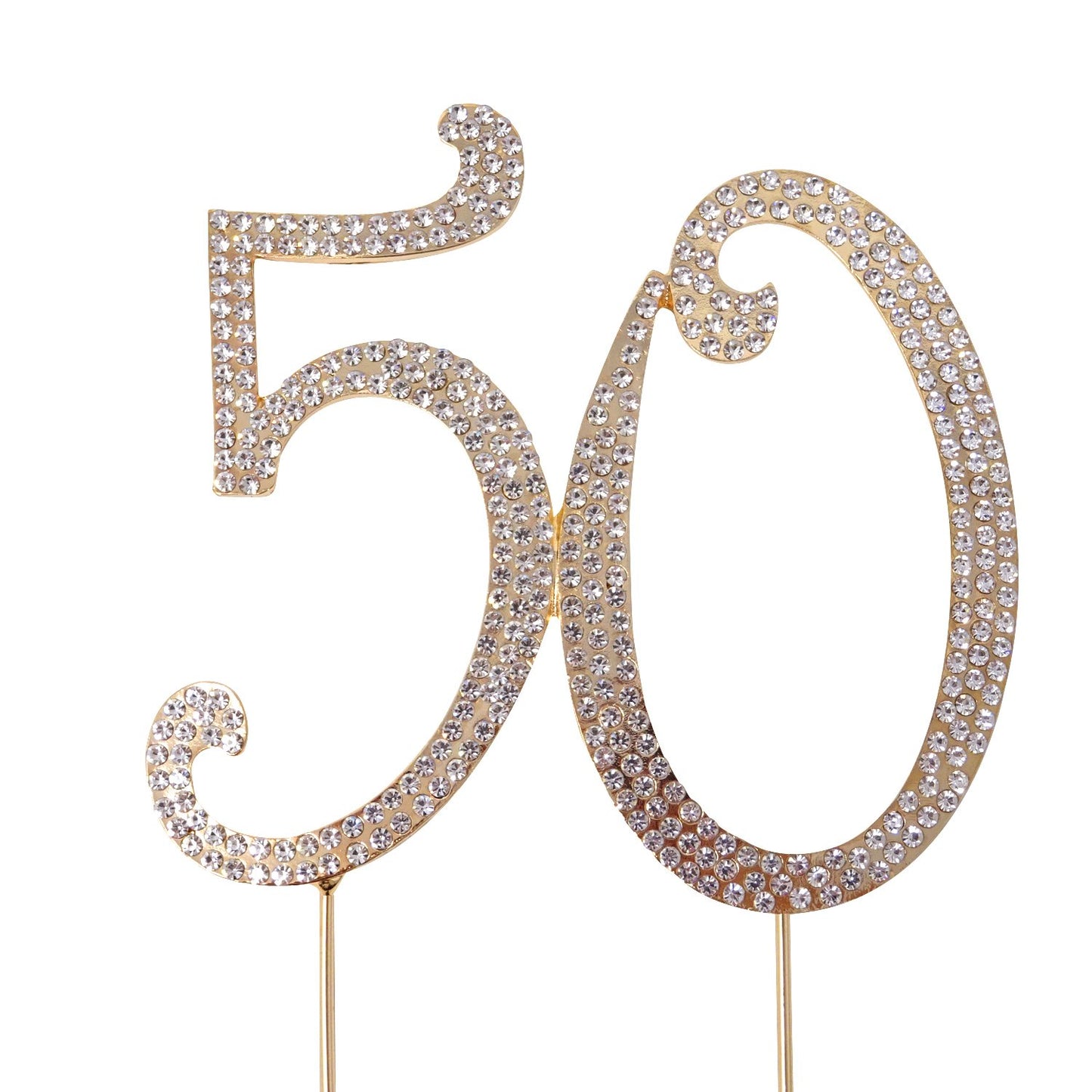 Honbay 50th Birthday Cake Topper, Sparkly Bling Alloy Crystal Rhinestones, Gold