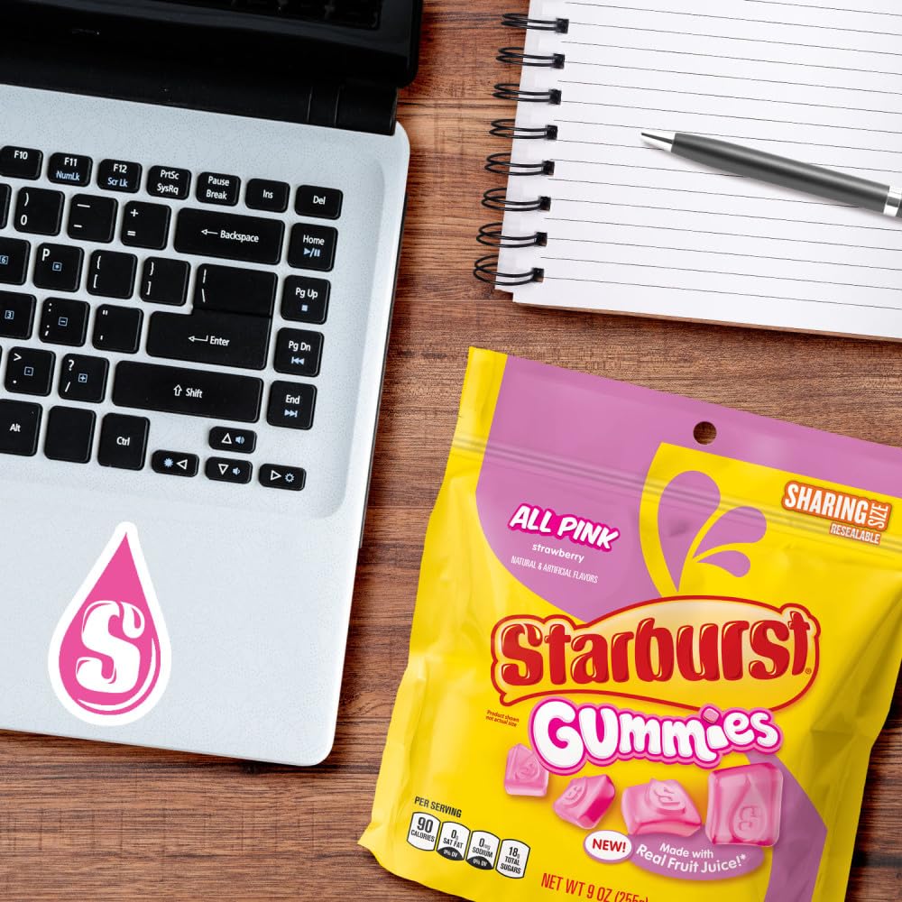 Starburst Gummies All Pink Gummy Candy, Sharing Size, 9 oz Bag, Pack of 8