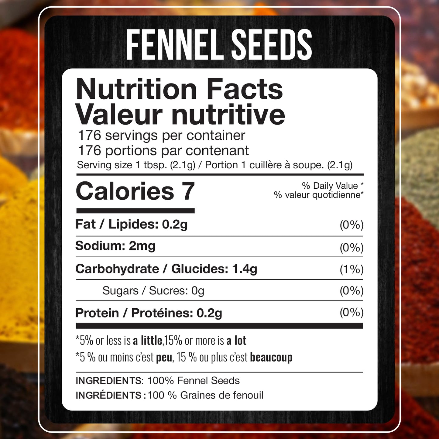 Fresh Finest Fennel Seeds, Premium Whole Seeds for Cooking & Baking, Non-GMO, 370G (13.05oz)