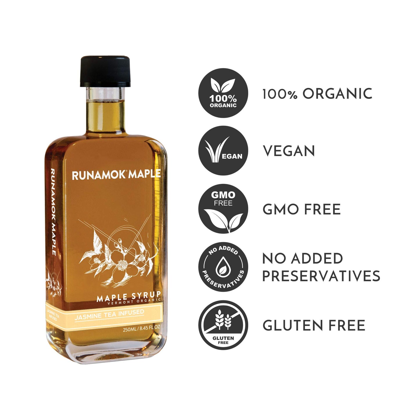 Runamok Ginger Root Infused Maple Syrup - Gluten Free Natural Sweetener - 8.45 Fl Oz (250mL)