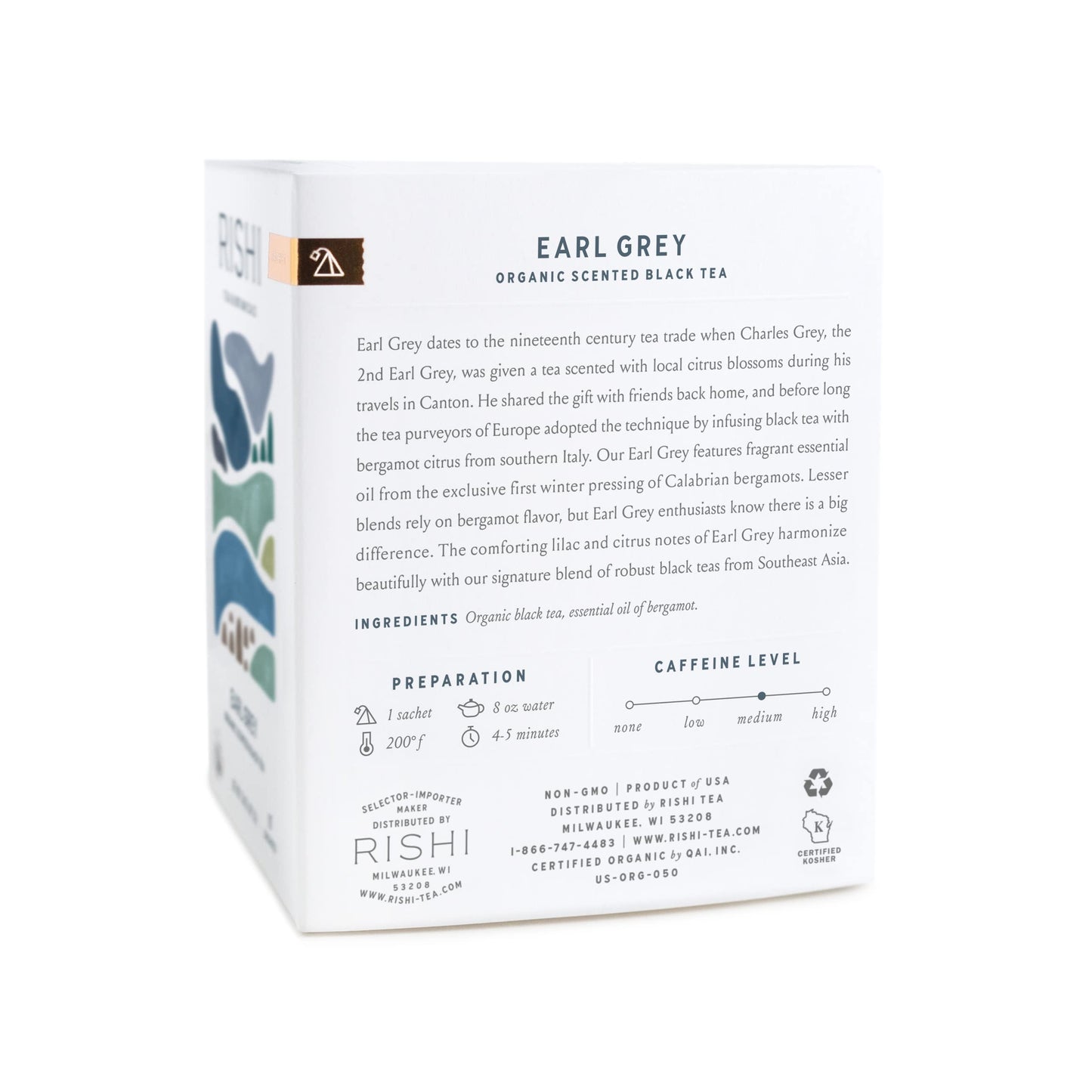 Rishi Tea Earl Grey Tea - Organic Sachet Tea Bags, Pure Black Tea With Bergamot Oil, Energizing & Caffeinated - 15 Count (Pack Of 1)