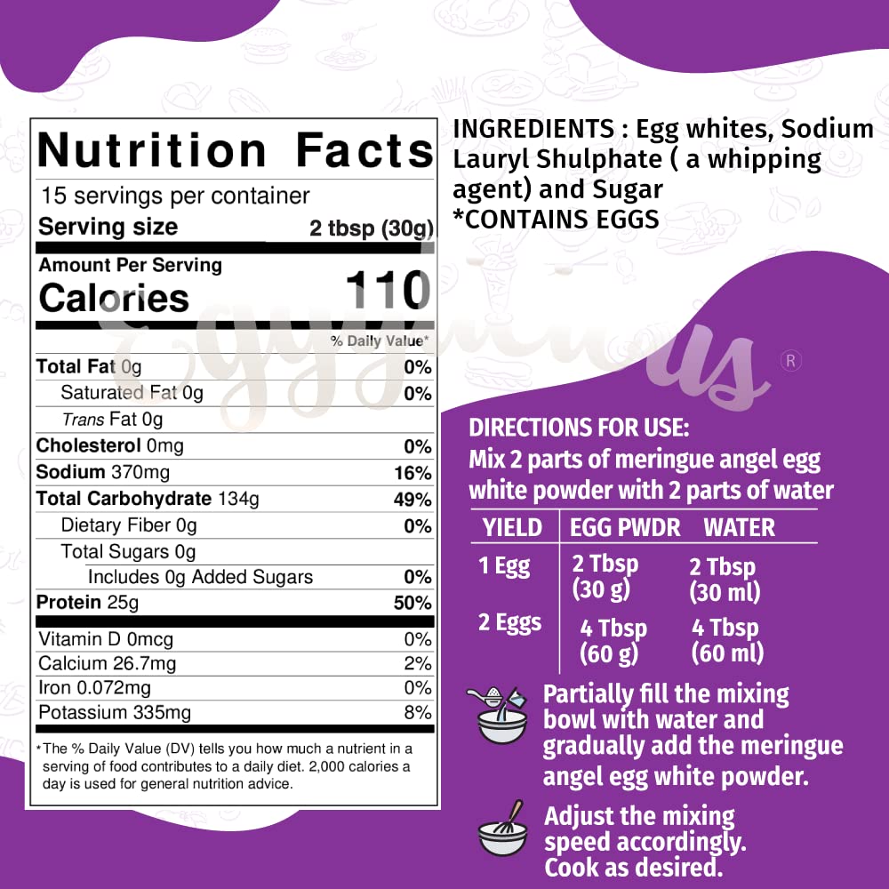 Eggylicious Meringue Powder - Made w/Pure Egg Whites - Gives Body & Stability to a variety of icings - Ideal for Homemade Fillin