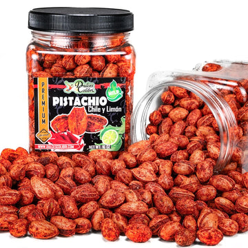 In-Shell Flavored California Pistachios | CHILI-LEMON | 16oz Family-Size Jar | Bold Mexican Flavors | Artisan made, Fresh & Deli