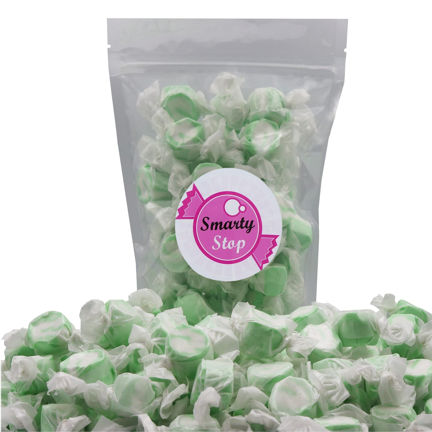 Gourmet Soft And Chewy Salt Water Taffy Candies - Individually Wrapped - Bulk Bags (Spearmint, 2 Pound (Pack Of 1))