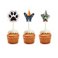 TSJ Dog Cupcake Toppers, 24PCS Paper Puppy Theme Birthday Decorations, Dog Toppers, Model CT-D