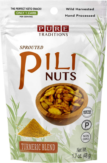 Sprouted Pili Nuts, Turmeric Blend, Certified Paleo & Keto (1.7 oz)