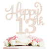 Happy 13Th Birthday Decorations,13Th Birthday Gold Rhinestone Cake Topper - Cheers To Thirteen Years Old Bday Party Metal Sparkl