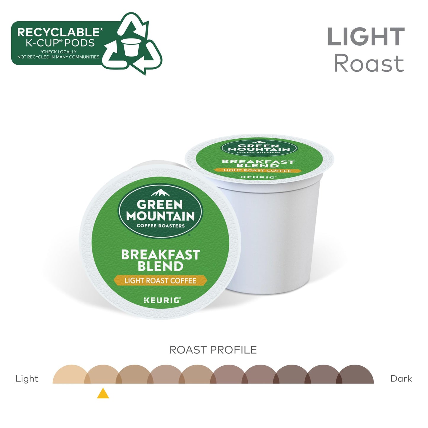 Green Mountain Coffee Roasters Breakfast Blend, Keurig Single Serve K-Cup Pods, Light Roast Coffee, 60 Count, (6 Packs Of 10)