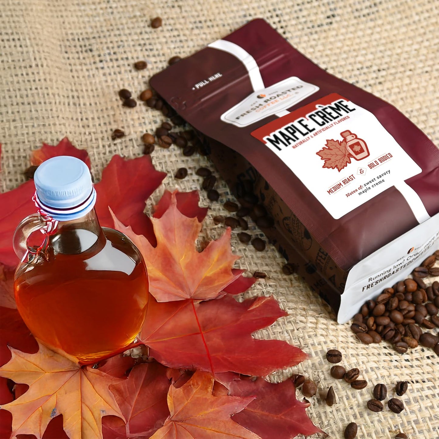 Fresh Roasted Coffee, Maple Crème Flavored Coffee, 12 Oz, Medium Roast, Kosher, Ground
