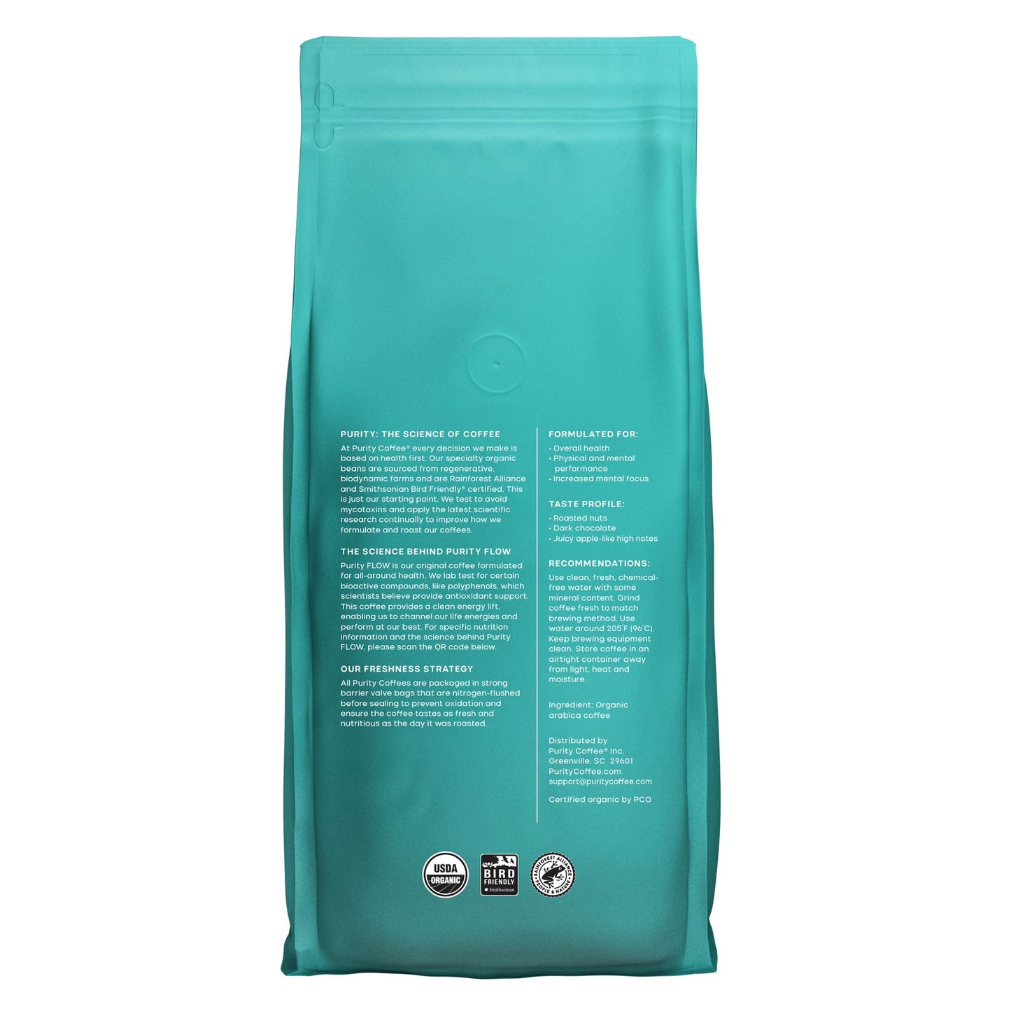 Purity Coffee Flow Medium Roast Organic Coffee - Usda Certified Organic Specialty Grade Arabica Whole Bean Coffee - Third Party