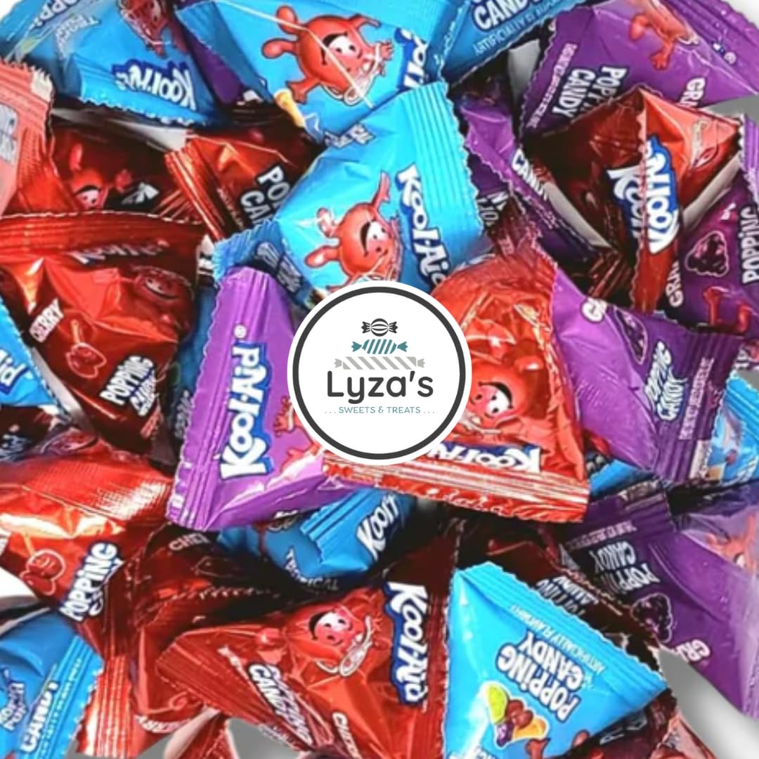 Kool Aid Popping Candies - Fizzy Fruit Candy - Tropical Punch  Cherry  G Flavors - 80 Count Gift Bag by Lyzas Sweets & 