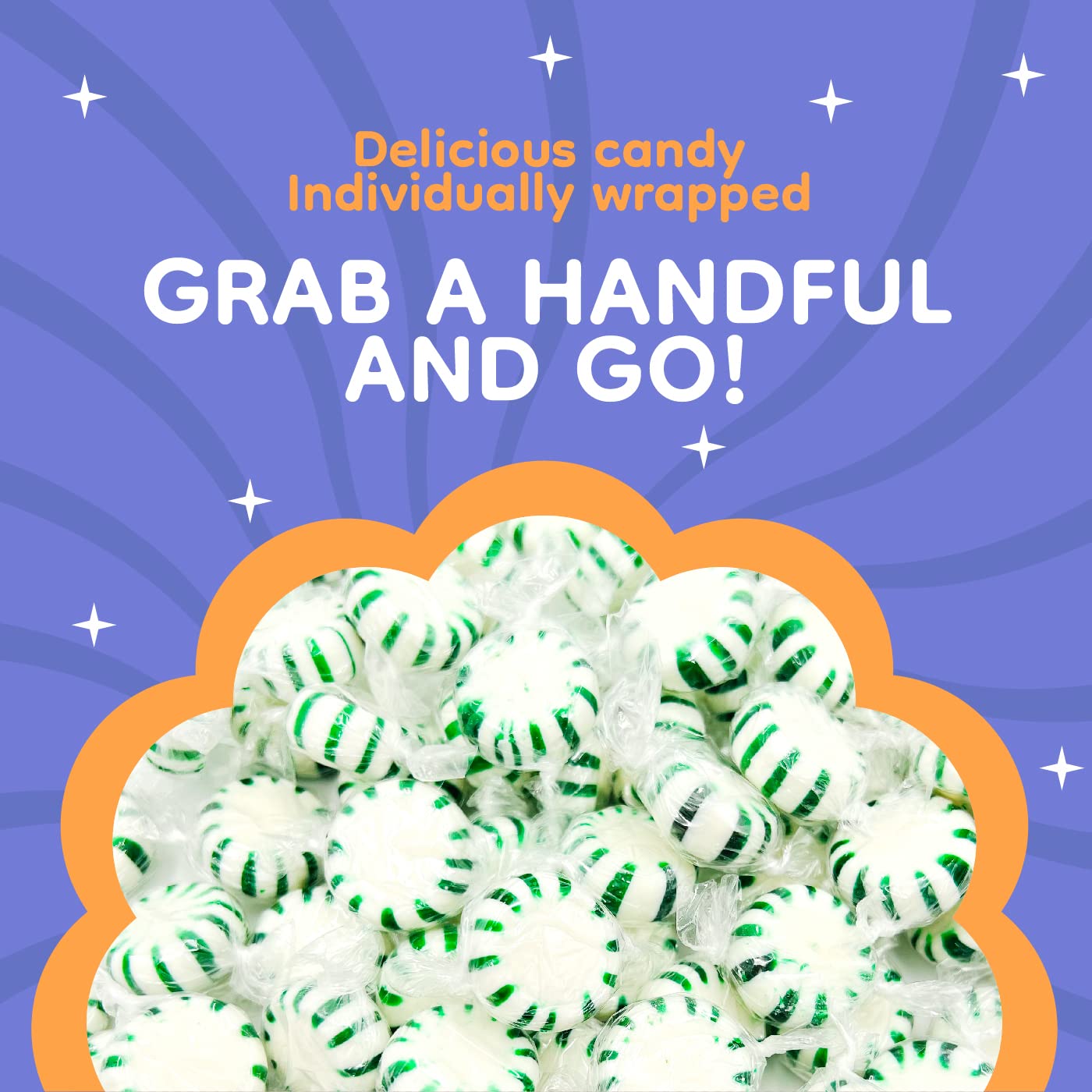 Laetafood Arcor Spearmint Starlights Discs Individually Wrapped Hard Candy - 1 Pound Bag