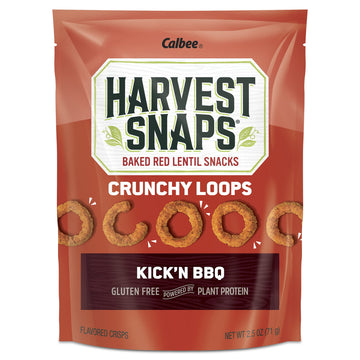 Harvest Snaps Veggie Chips (Kick N BBQ Crunchy Loops) | Powered by Plant Protein, Gluten Free, Non-GMO Baked Vegetable Crisps |