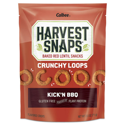 Harvest Snaps Veggie Chips (Kick N BBQ Crunchy Loops) | Powered by Plant Protein, Gluten Free, Non-GMO Baked Vegetable Crisps |