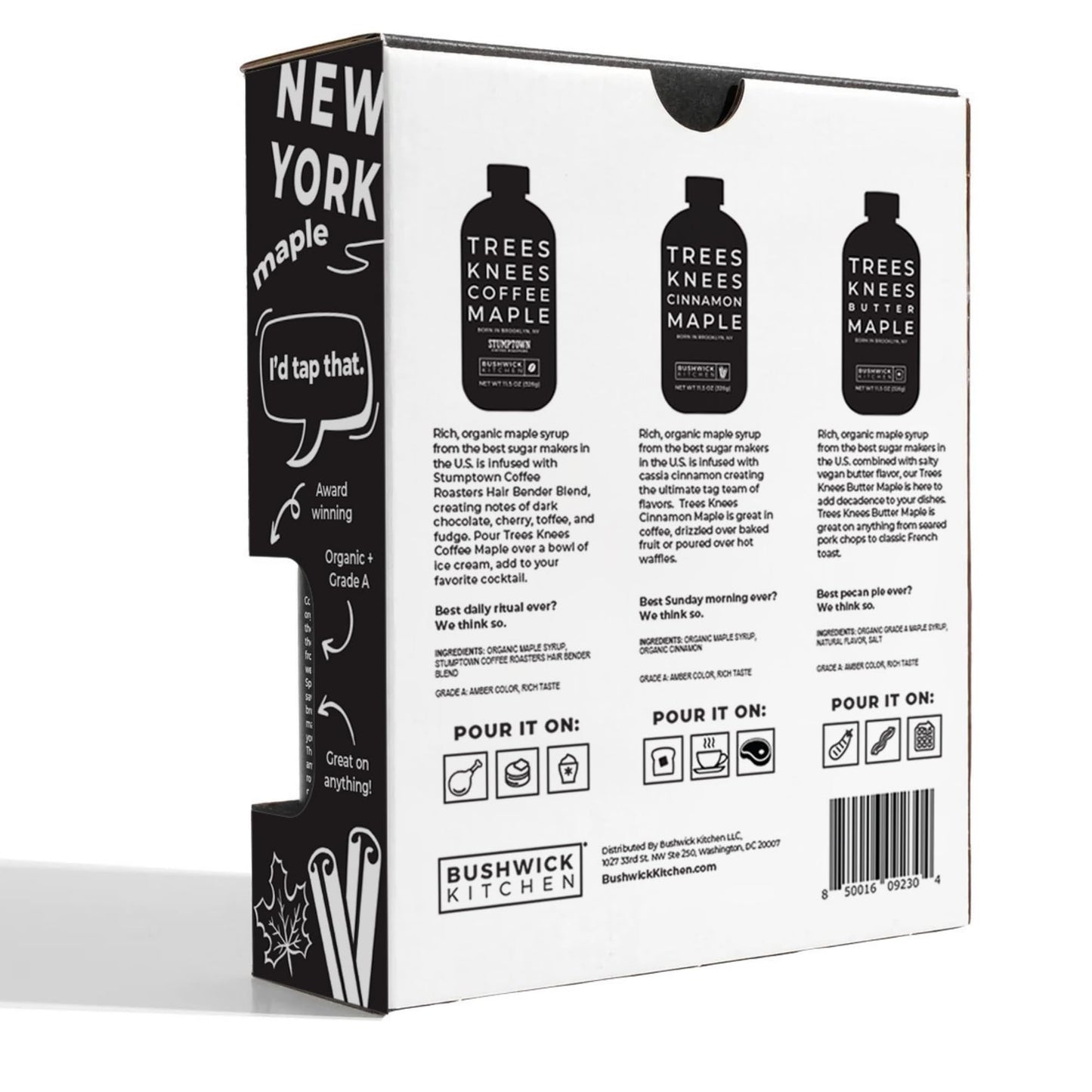 Bushwick Kitchen Trees Knees Maple Syrup Gift Set, Trio of Flavors, 11.5 Ounce (Pack of 4)