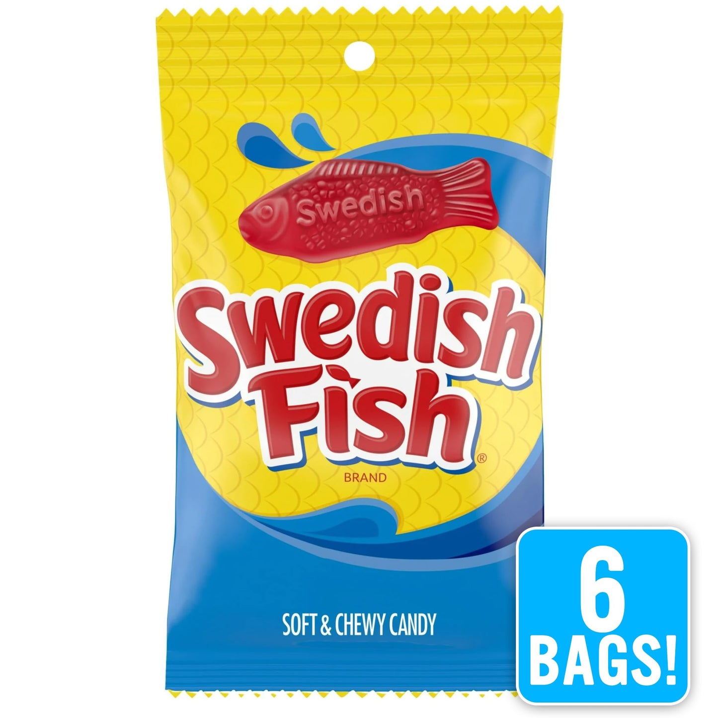 Deal Society Soft & Chewy Red Fish Candy, 8 oz Bags, 6 Pack – Classic Gummy   for Parties and Snacks