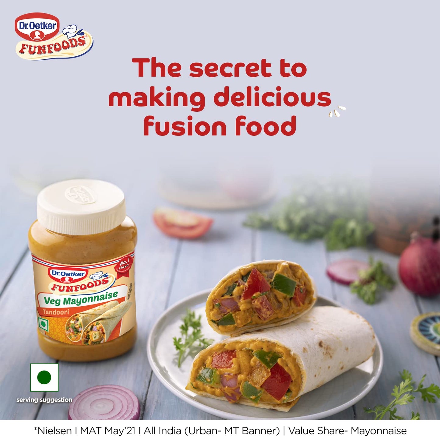 Dr. Oetker Funfoods Tandoori Mayonnaise | Funfoods Mayonnaise | Extra Creamy Mayonnaise | Mayonnaise For Sandwich, Burger, Wraps