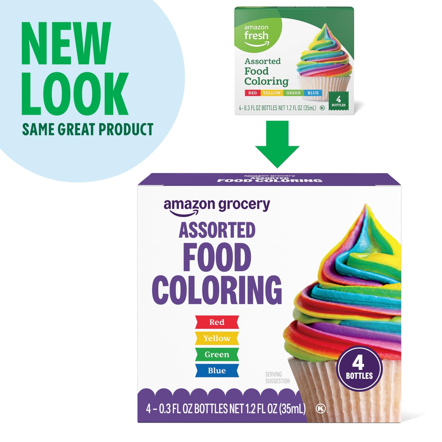 large online retailer Grocery Assorted Food Coloring, 1.2 Fl Oz Bottles, Pack of 4, Red, Blue, Green, Yellow
