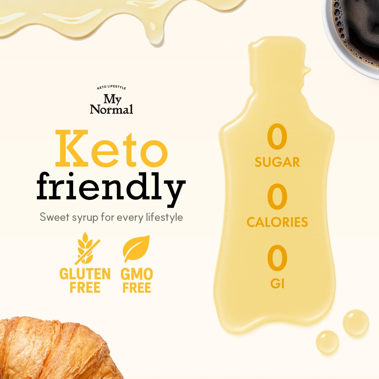 My Normal Keto Allulose Large Size  Allulose 99.52%  Monk Fruit  Stevia Blend Thin Syrup  Zero Calorie Sweetener  1:1 Sugar Substitute  Low Glycemic  Gluten Free  Zero Net Carbs  Zero Sugar (32oz)