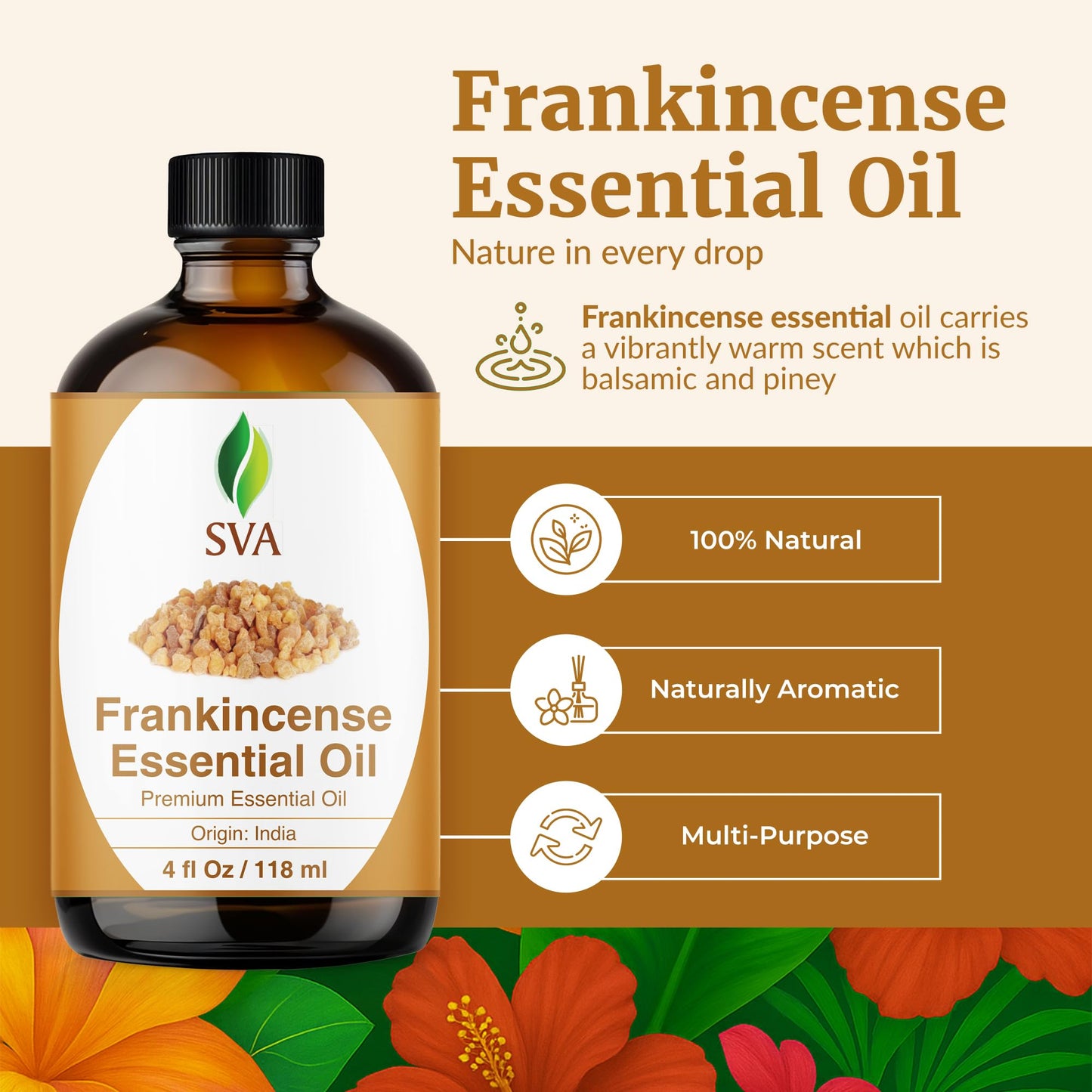 Sva Frankincense Essential Oil 4Oz (118 Ml) Boswellia Serrata Premium Essential Oil With Dropper For Diffuser, Aromatherapy, Hai