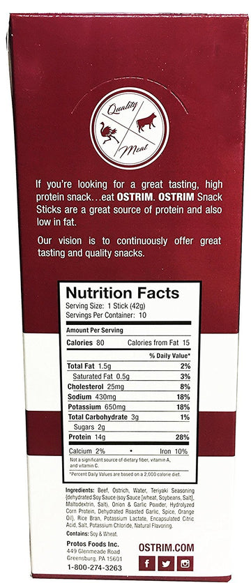 Protos: Ostrim Teriyaki 10 Ct, 1.5 Oz Each (2 Pack)