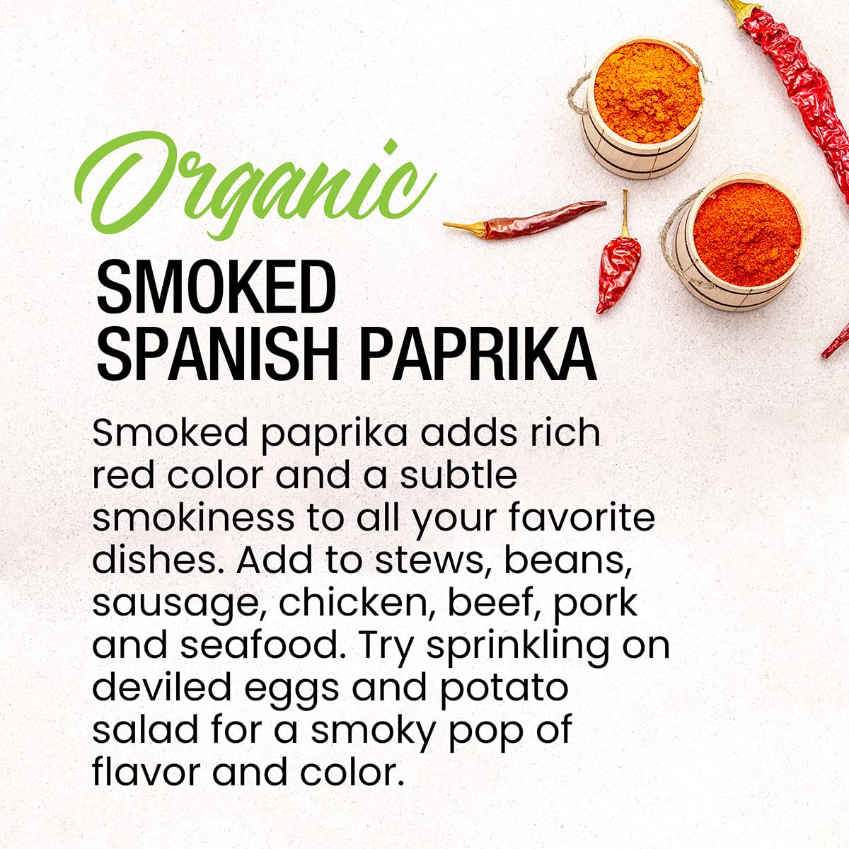 The Spice Lab Organic Smoked Paprika Powder - Vegan, USDA Organic, 1.9 oz Red Seasoning Shaker