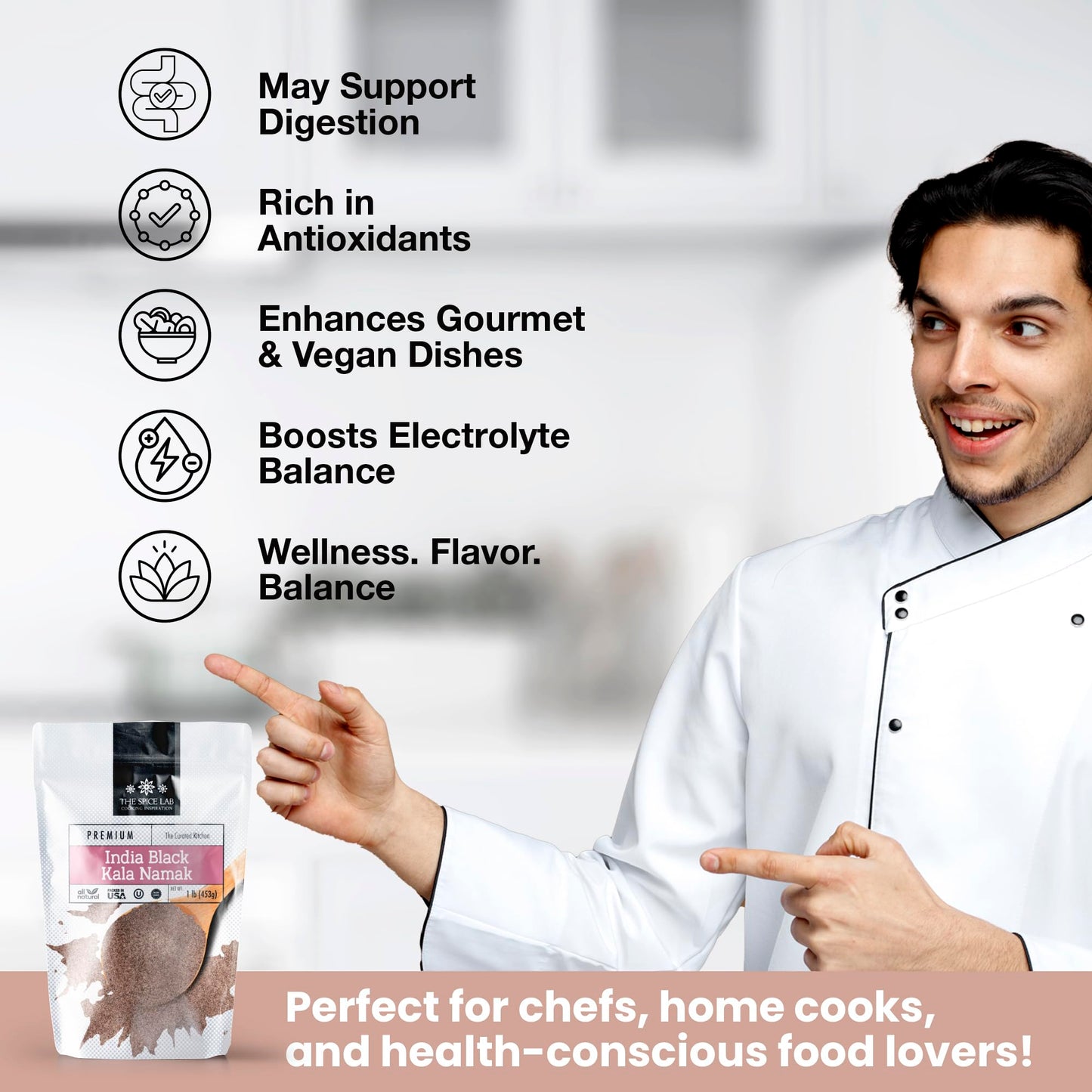 The Spice Lab Kala Namak Black Salt - Indian Himalayan Salt in French Jar - Pure Vegan Kala Namak Seasoning for Tofu Scramble -