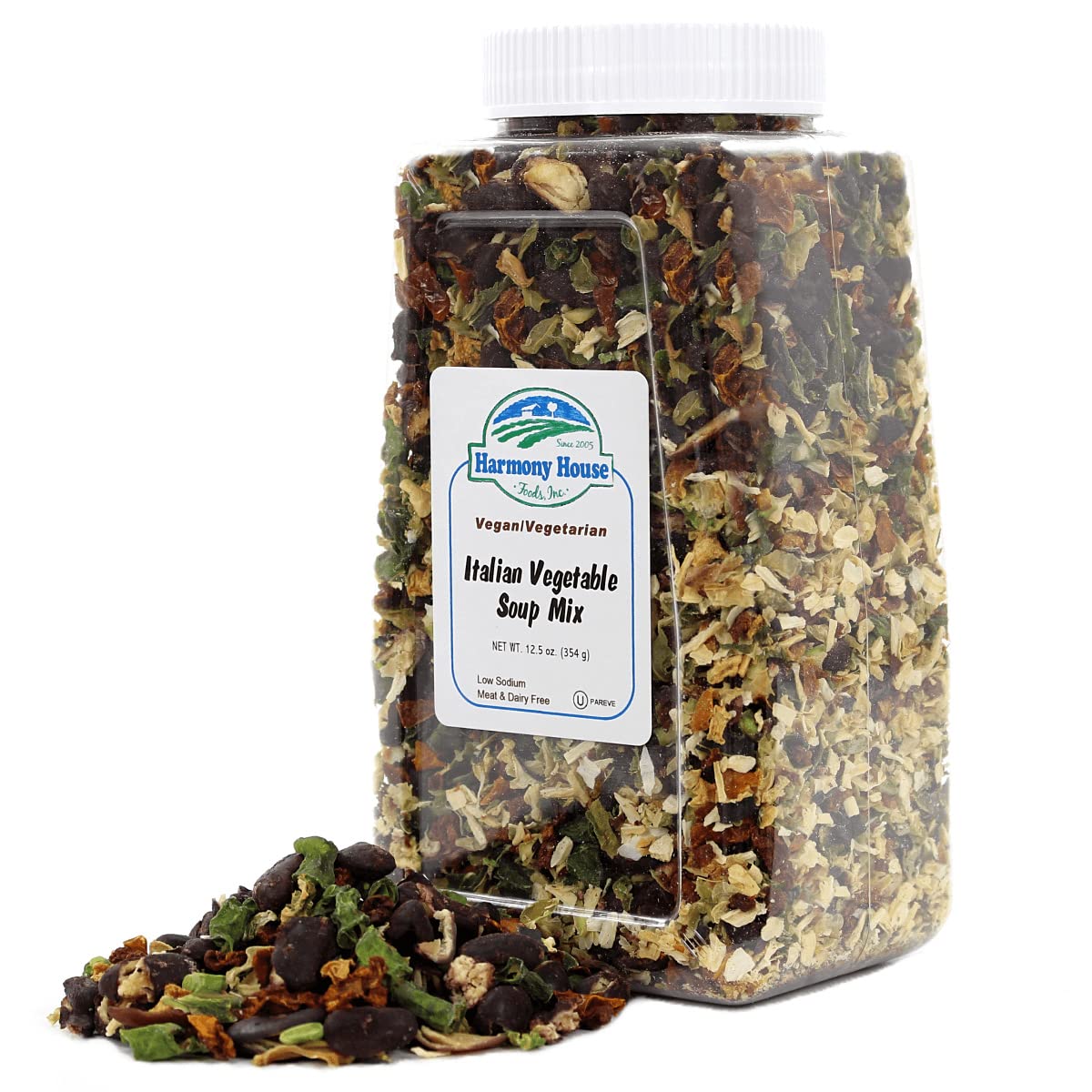 Harmony House Italian Vegetable Soup Mix – Gluten Free, Low Sodium, For Cooking, Camping, Emergency Supply & More (12.5 Oz. Jar)