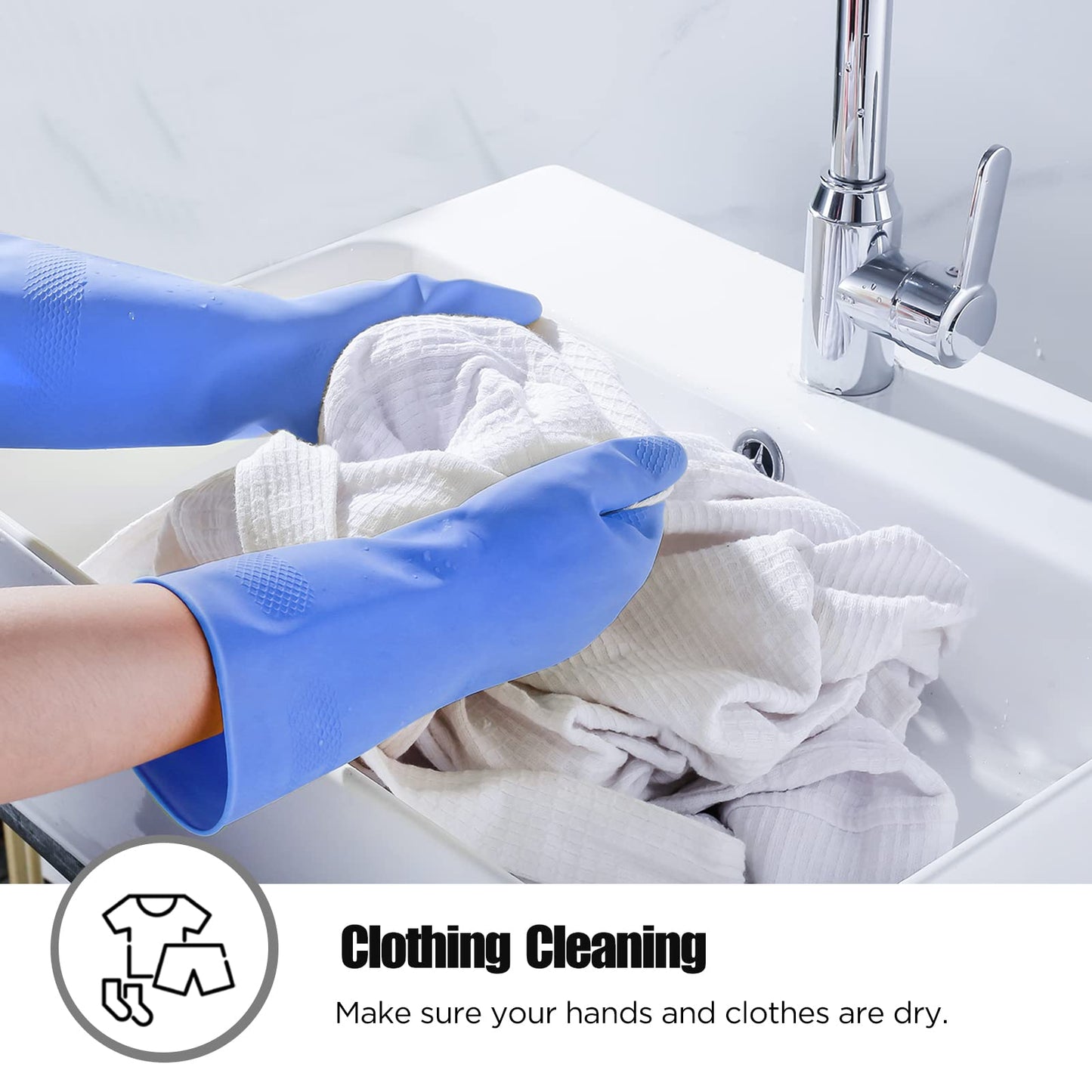 Rubber Gloves Dishwashing 4 Pairs For Kitchen,Cleaning Gloves For Household Reuseable.(Small,Blue)