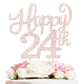 Laskyer 24Th Birthday Party Decorations,Happy 24Th Rose Gold Rhinestone Cake Topper Centerpieces - Cheers To 24 Years Old Bday A